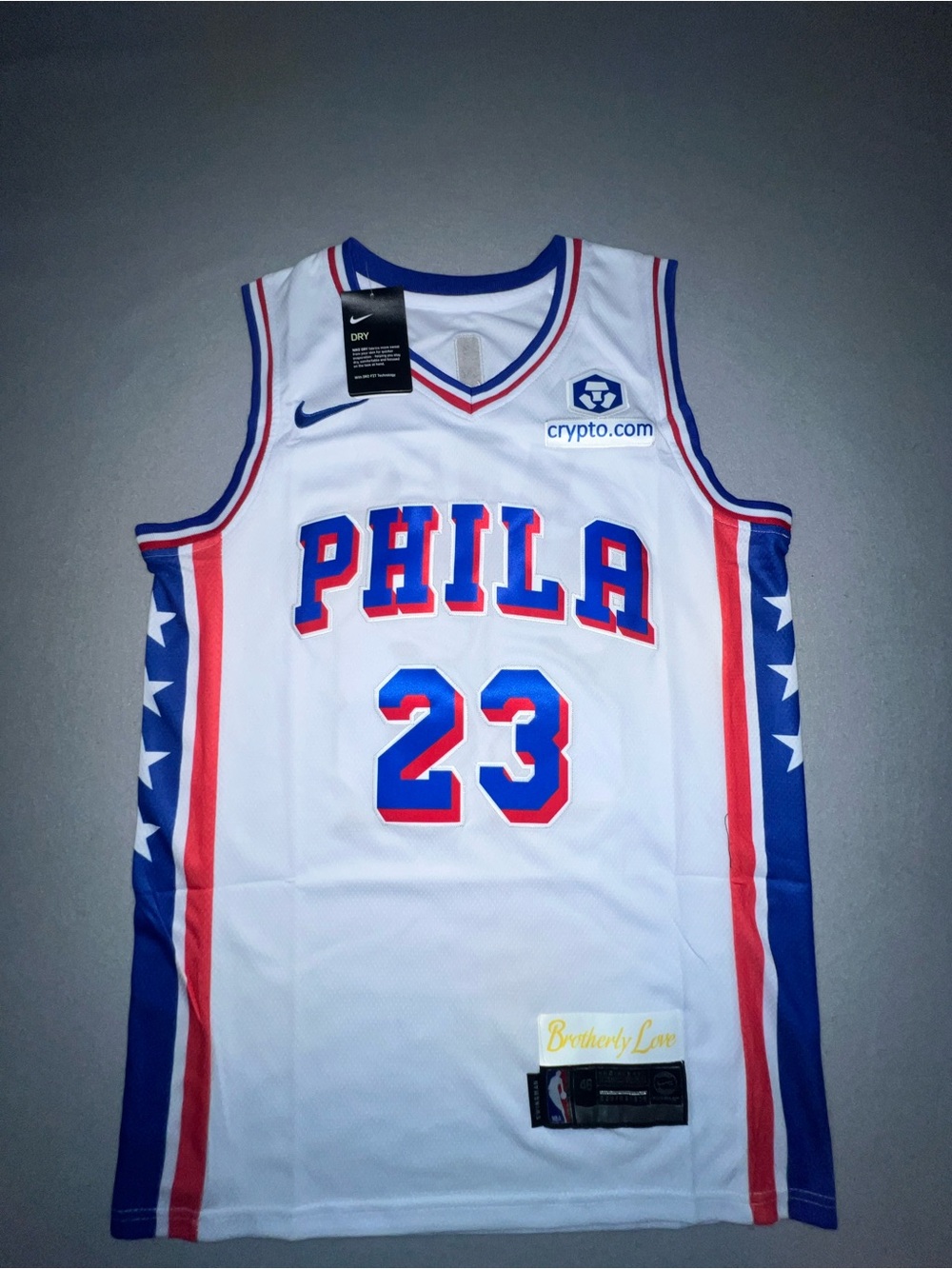Men's Philadelphia 76ers LeBron James #23 White Swingman Jersey Size 48 Medium
